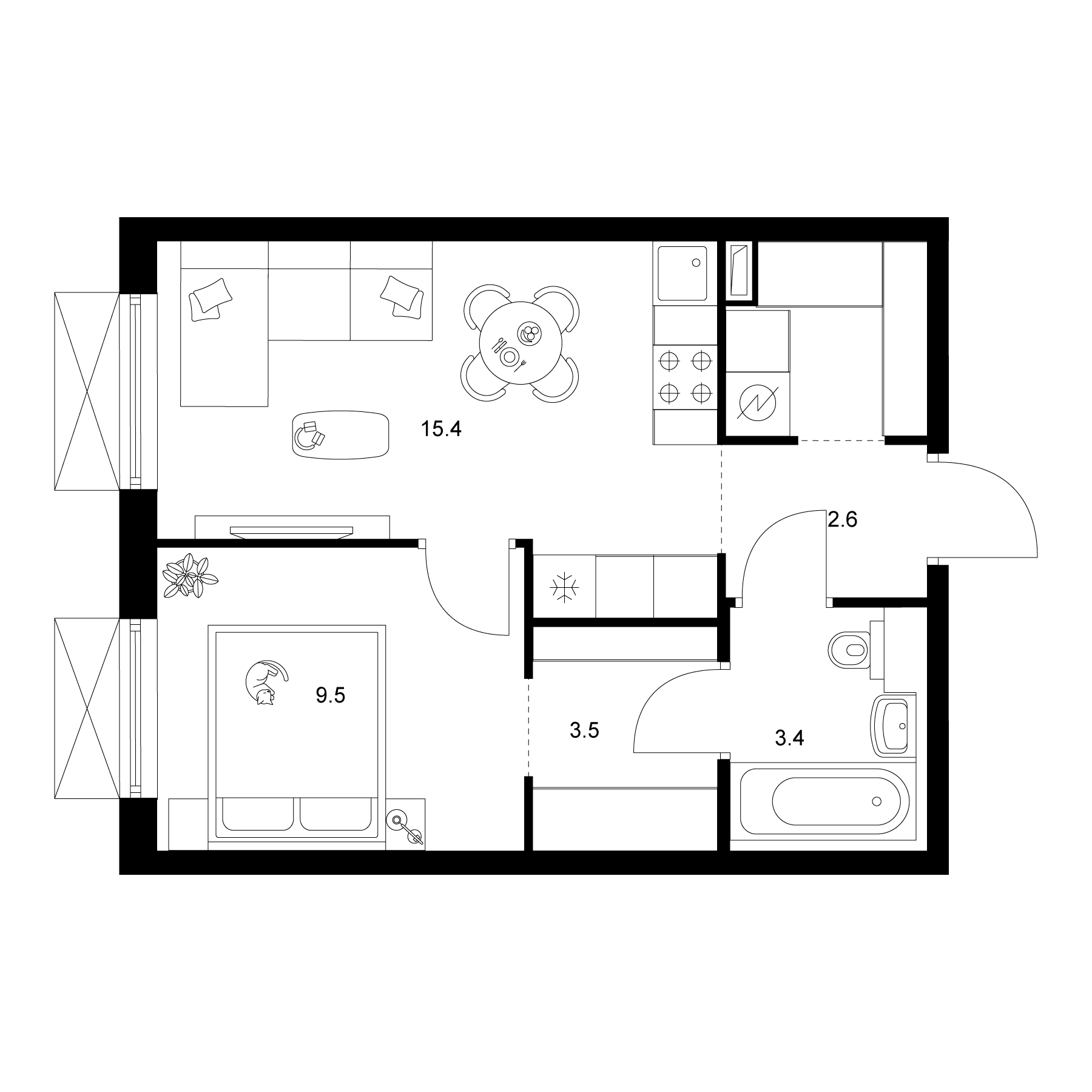 1-комн., 37.5 м², 18/30 этаж, ЖК «2-й Иртышский»