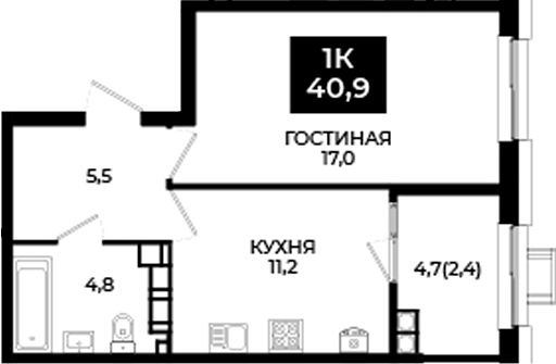 1-комн. Первый. ГК ЮгСтройИнвест