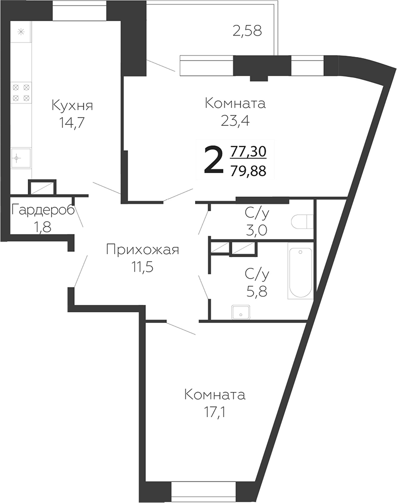 2-комн. Онегин. ГК Развитие