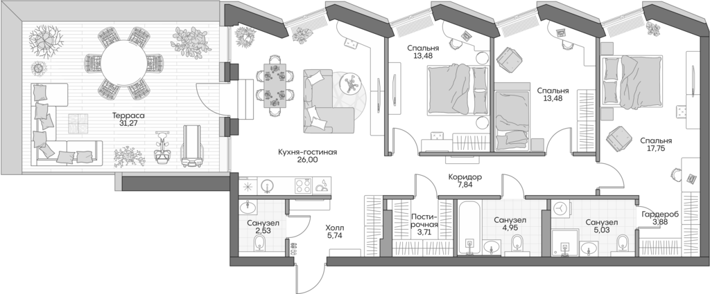 4+ комнаты, 103.43 м², 7/10 этаж, ЖК «Инсайдер»