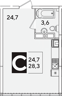 Продается 1-комн. квартира, 28.3 м² — фото 2
