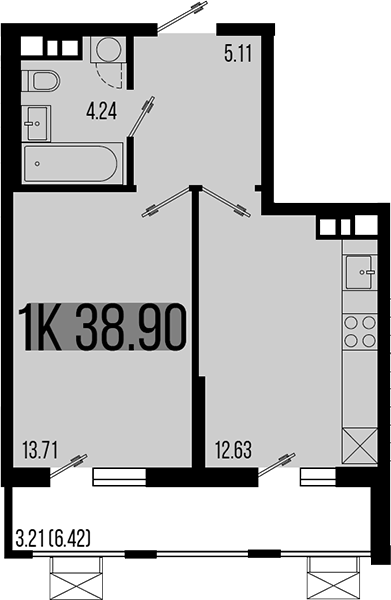 1-комн. квартира, 35.69 м² в ЖК Цветной бульвар — фото 2