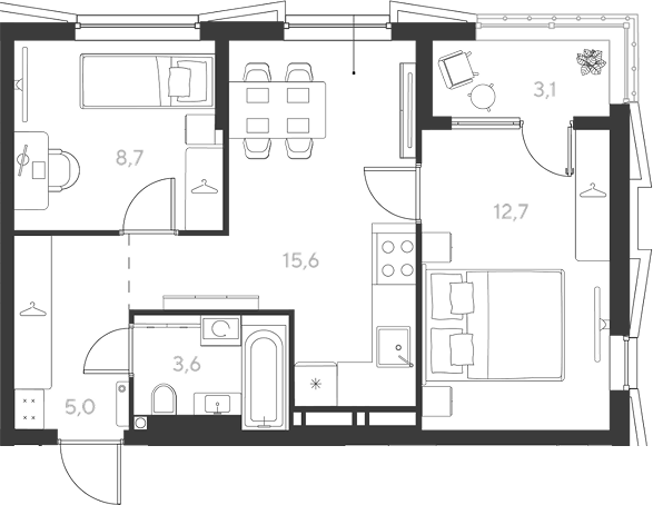 Продается 2-комн. квартира, 47.15 м²