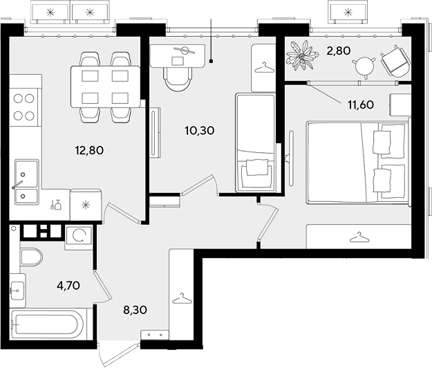 2-комн. квартира, 47.7 м² в ЖК Порто-Ново — фото 2