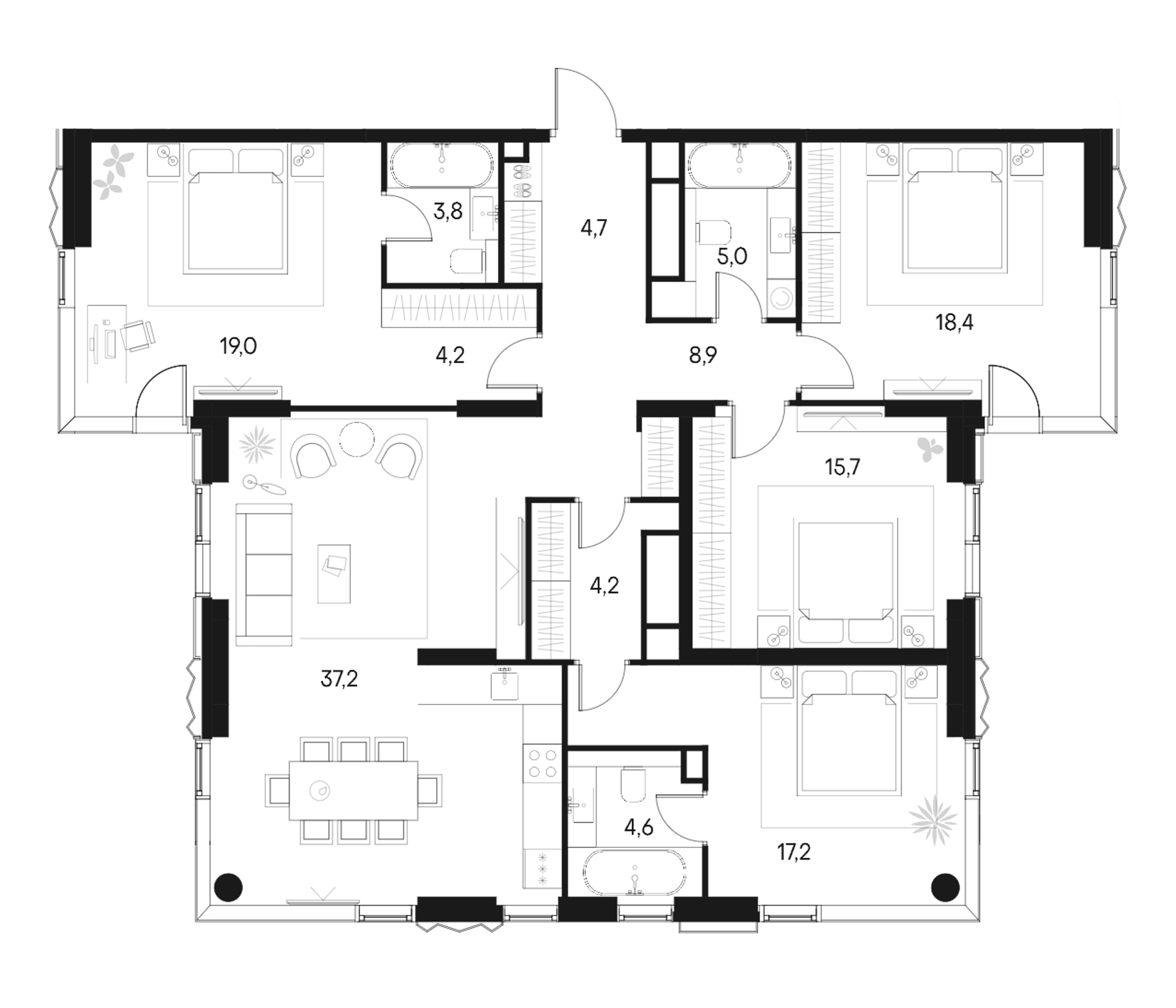 4+ комнаты, 142.9 м², 9/22 этаж, ЖК «Клубный город на реке Примавера»