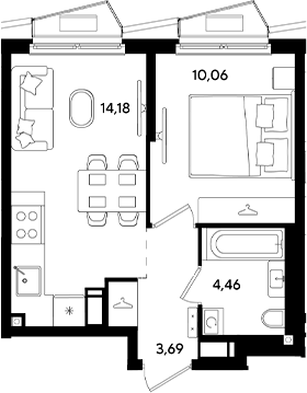 2-комн., 32.39 м², 2/18 этаж, ЖК «Парк Победы 3»