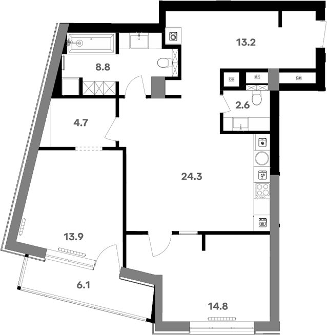 Студия, 83.05 м², 12/20 этаж, ЖК «RIVER HOUSE Щелково»