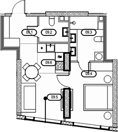 2-комн., 44.16 м², 16/49 этаж, ЖК «СОЛОС»