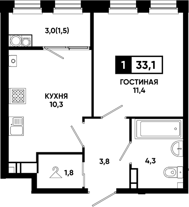 1-комн. Резиденция Софи