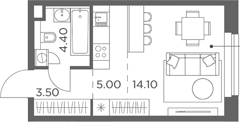 Студия, 27 м², 12/23 этаж, ЖК «Белый Град»