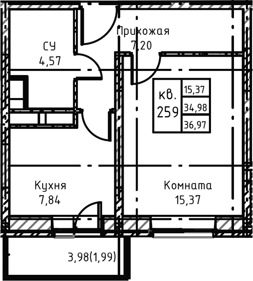 1-комн. Высокий Берег