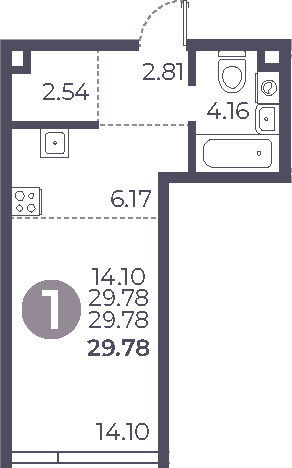 Студия, 29.78 м², 10/26 этаж, ЖК «Мневники от Гранель»