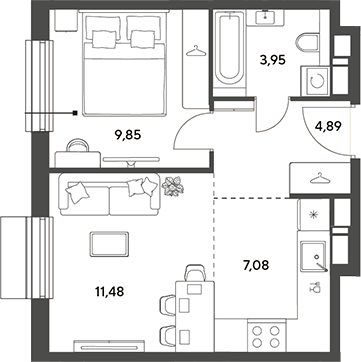 2-комн., 37.25 м², 13/14 этаж, ЖК «Публицист»