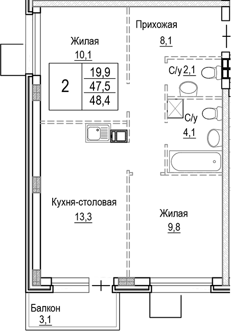 3-комн. Лесная Отрада