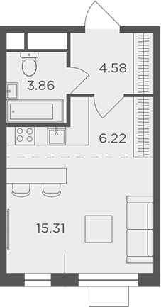 Студия, 29.97 м², 5/24 этаж, ЖК «Одинград, квартал Семейный»