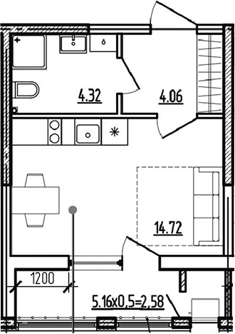 Студия квартира, 23.1 м² в ЖК Моренуар — фото 2