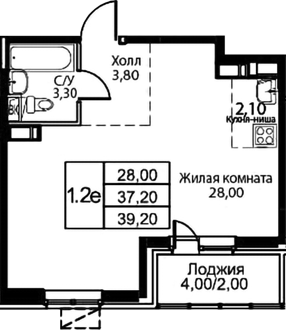 Студия, 37.2 м², 11/12 этаж, ЖК «Кашинцево»