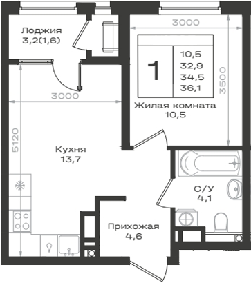 1-комн. Нагория