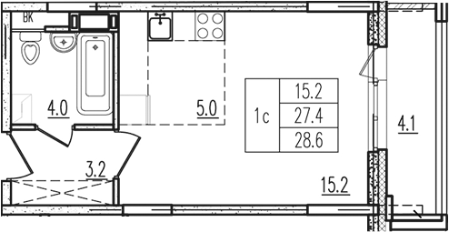 Студия, 27.37 м², 9/9 этаж, ЖК «Пироговская ривьера. Мытищи»