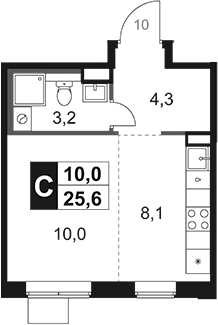 Студия, 25.6 м², 9/17 этаж, ЖК «1-й Химкинский»