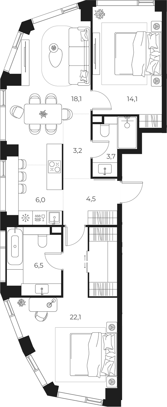 3-комн., 78.2 м², 20/25 этаж, ЖК «МАСТЕРС»