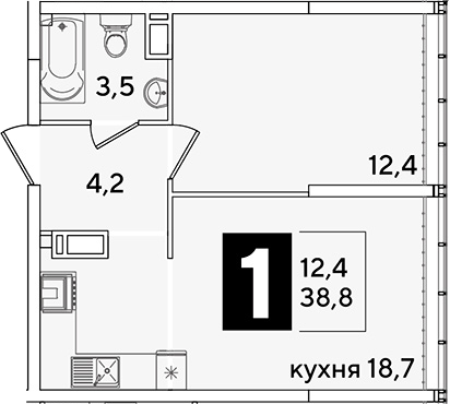 2-комн. квартира, 38.8 м² в ЖК Самолет — фото 2