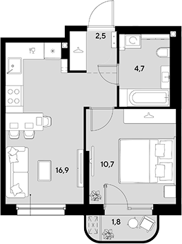 Продается 1-комн. квартира, 34.8 м²