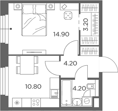 1-комн., 37.3 м², 16/23 этаж, ЖК «Белый Град»
