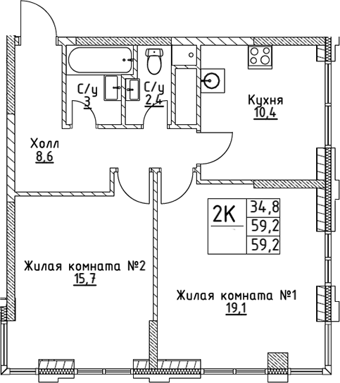 2-комн. ВЭРИ на Миклухо-Маклая