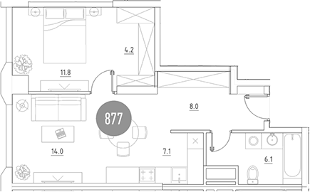 2-комн., 51.2 м², 13/29 этаж, ЖК «ВЭРИ на Ботанической»