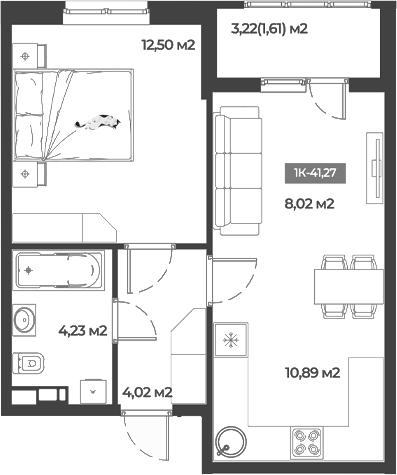 Продается 1-комн. квартира, 39.66 м²