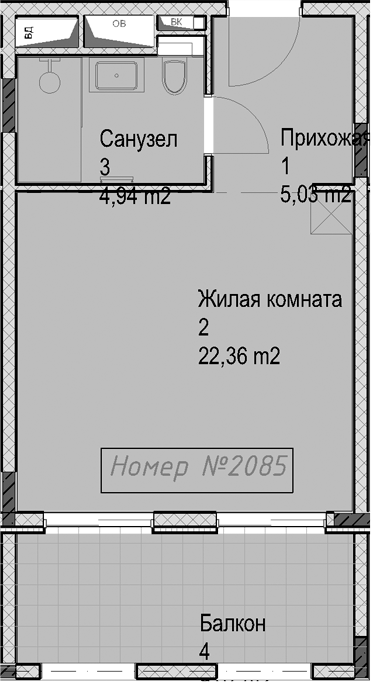 Студия квартира, 32.3 м² в ЖК Гостиничный комплекс Николай 1 — фото 2