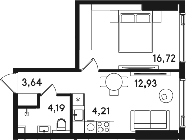 2-комн., 41.69 м², 28/41 этаж, ЖК «СОЛОС»