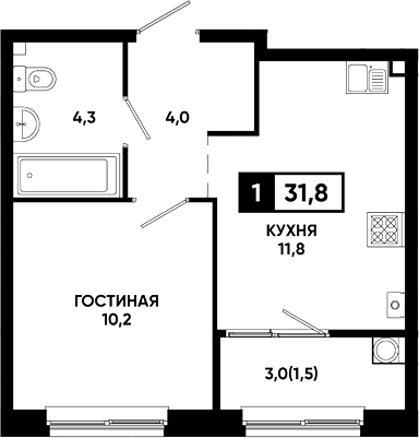 1-комн. Резиденция Софи