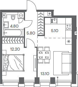 2-комн., 41 м², 29/32 этаж, ЖК «Инджой»