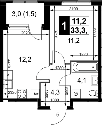 1-комн., 31.8 м², 8/10 этаж, ЖК «1-й Химкинский»
