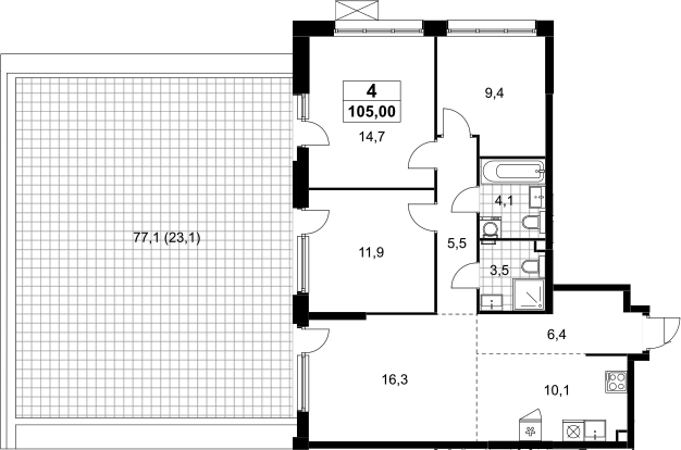 4+ комнаты, 81.9 м², 2/18 этаж, ЖК «Скандинавия»