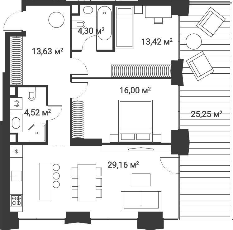 3-комн., 77.6 м², 2/28 этаж, ЖК «Первый Нагатинский»