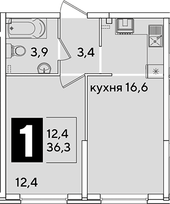 2-комн. квартира, 36.3 м² в ЖК Самолет — фото 2