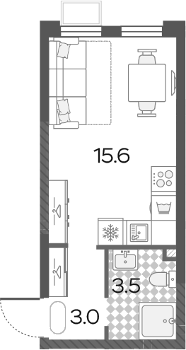 Студия, 22.1 м², 17/20 этаж, ЖК «Лучи»