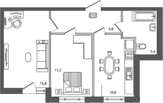 2-комн. квартира, 50.1 м² в ЖК Сиреневый бульвар — фото 2