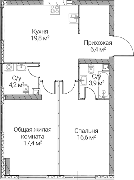 2-комн. СЕЗАР СИЛИКА