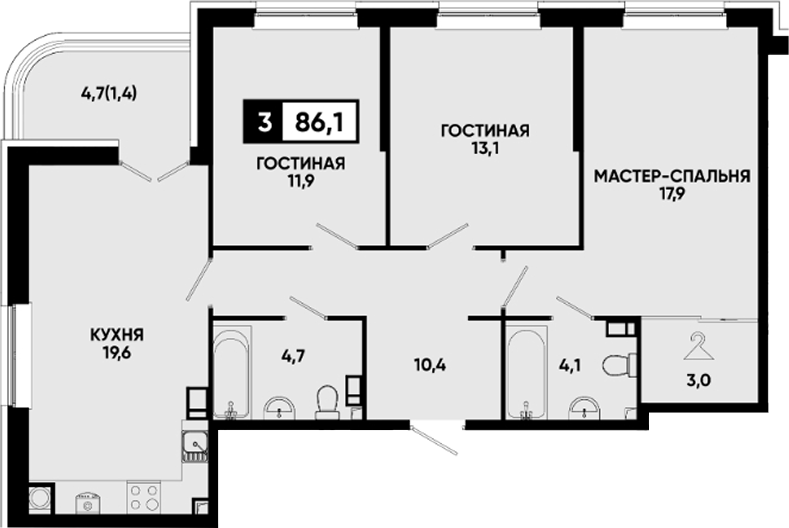 3-комн. Квартал на курорте Моя Легенда