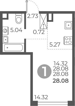 Студия, 28.08 м², 19/27 этаж, ЖК «Мневники от Гранель»