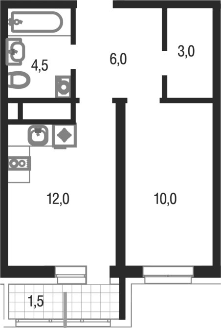 1-комн., 35.5 м², 23/25 этаж, ЖК «Котельники парк»