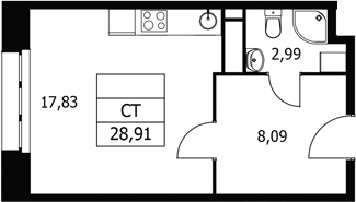 Студия, 28.91 м², 16/21 этаж, ЖК «Волковская 67»