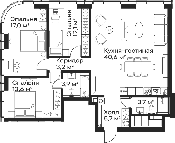 4-комн. Сити Бэй