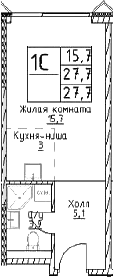 Студия, 27.7 м², 24/29 этаж, ЖК «Наметкин Тауэр»