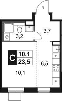 Студия, 23.5 м², 4/17 этаж, ЖК «1-й Химкинский»