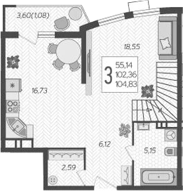 4-комн. квартира, 102.36 м² в ЖК Режиссер — фото 2